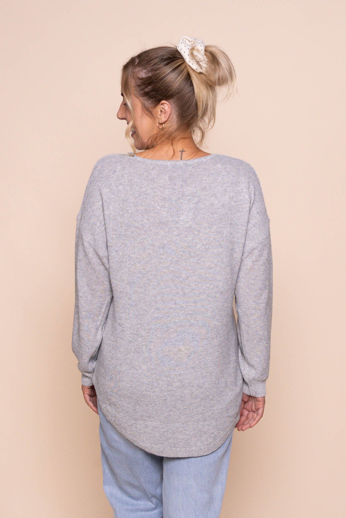 Tilly Lightweight Knit Jumper in Grey Marle