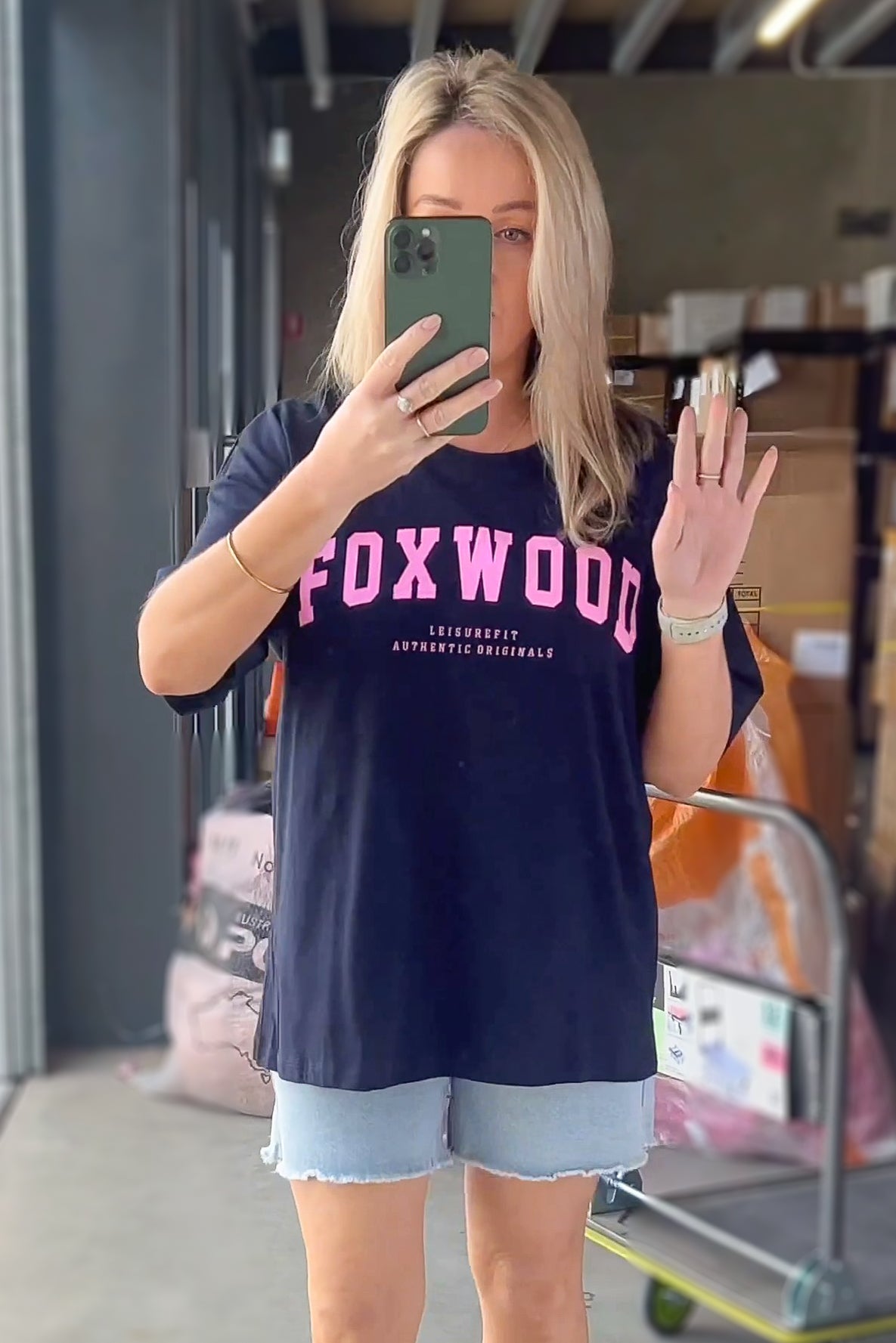 Interval Tee in Navy/Neon Pink - Foxwood
