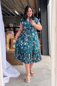 Temple Midi Dress in Teal
