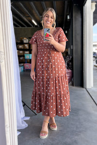 Vivien Midi Dress in Terracotta