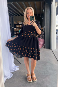 Wynona Polka Dot Dress in Black