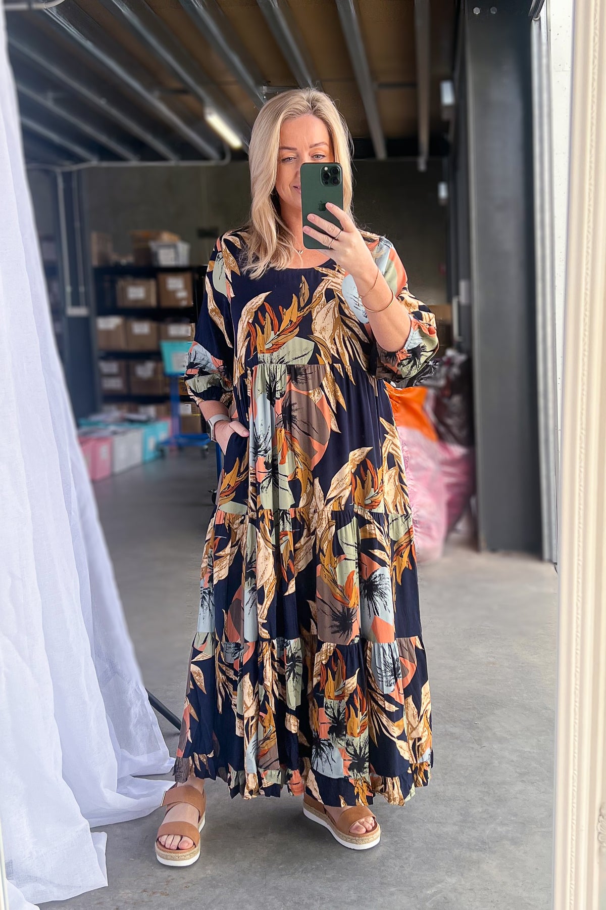 Zipporah Midi Dress in Navy