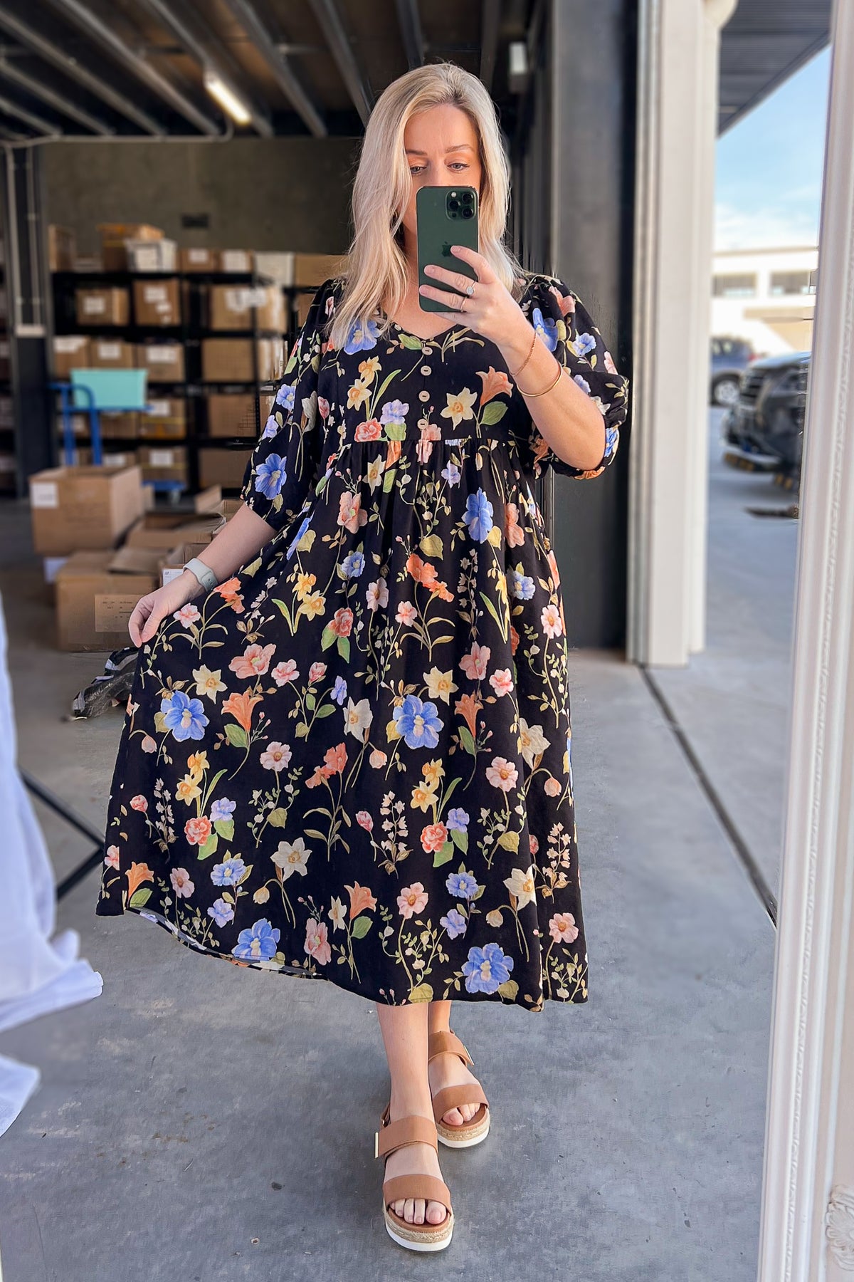 Anna Midi Dress in Black