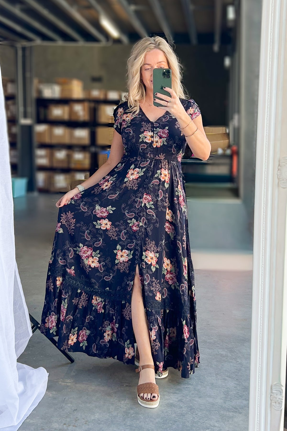 Naira Maxi Dress in Deep Navy