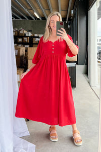 Emery Midi Dress in Red