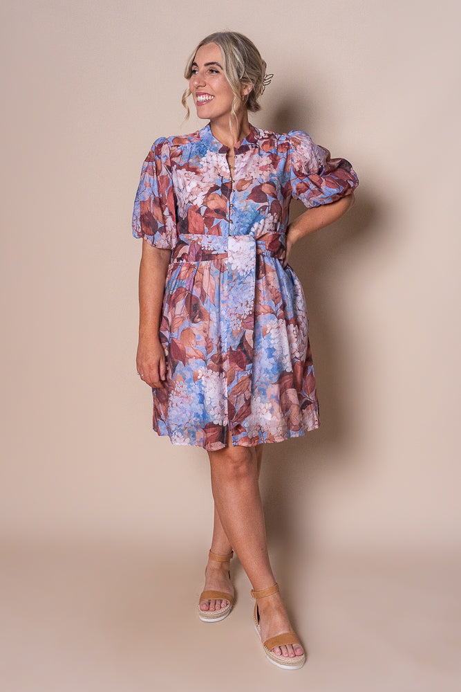 Natalia Floral Dress in Rust