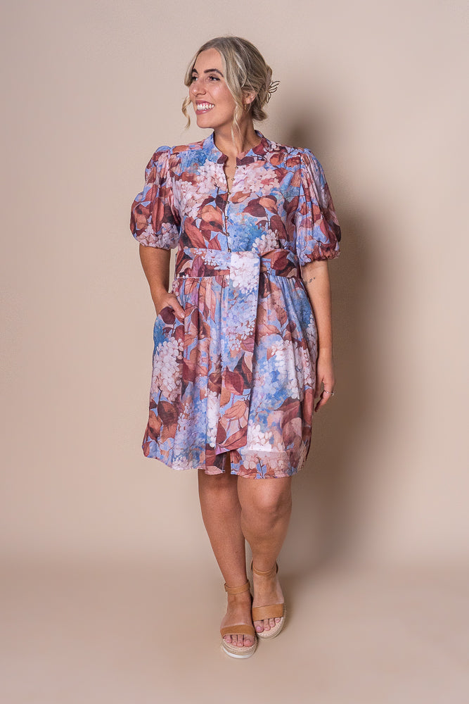 Natalia Floral Dress in Rust