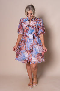Natalia Floral Dress in Rust