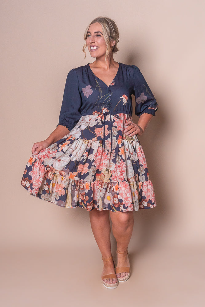 Tamara Floral Dress in Navy
