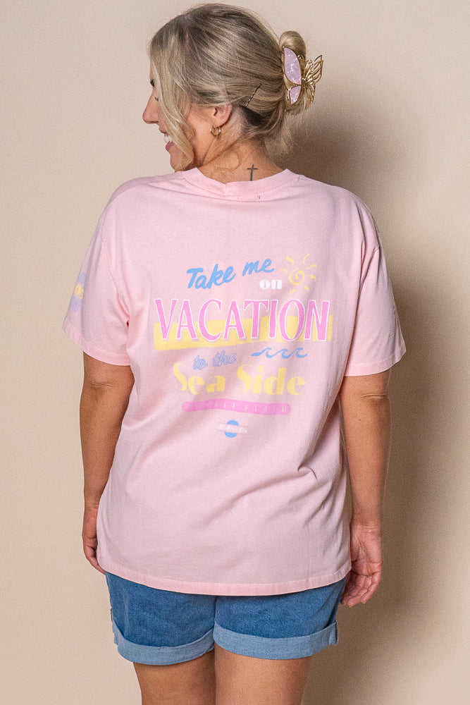Vacation Relaxed Tee in Pink - All About Eve
