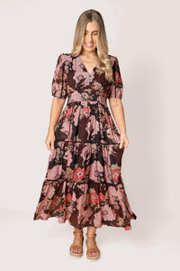 Rosie Floral Maxi Dress in Black
