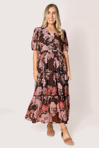 Rosie Floral Maxi Dress in Black