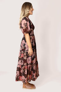 Rosie Floral Maxi Dress in Black
