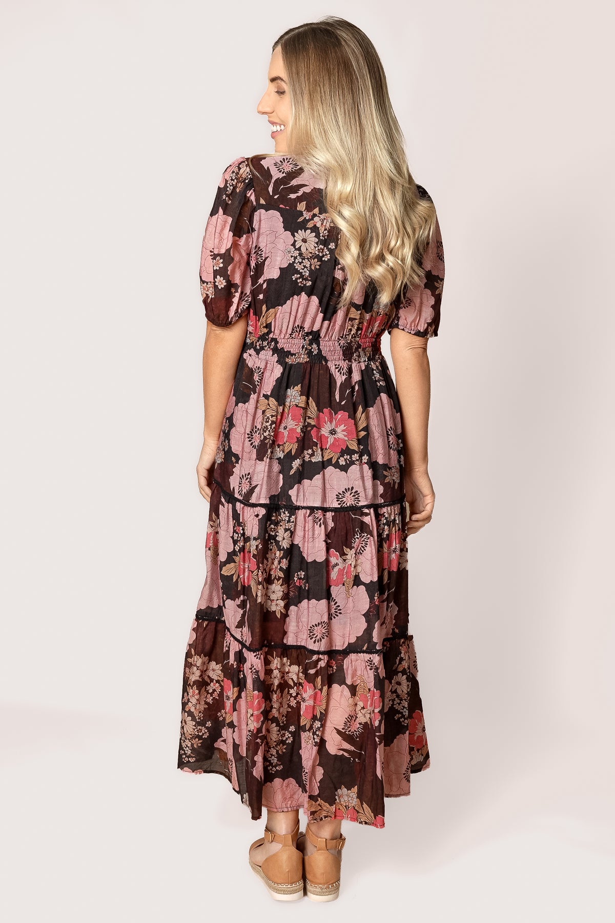 Rosie Floral Maxi Dress in Black