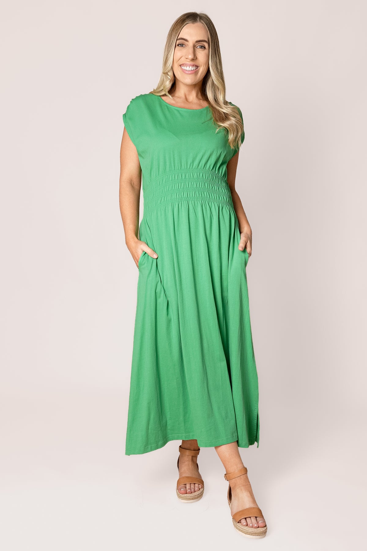 Nelle Midi Dress in Green Briar - Elm
