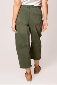 Stacey Barrel Leg Denim Pants in Khaki
