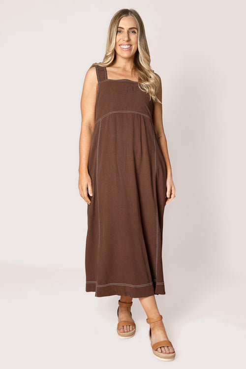 Sage Midi Dress in Chocolate - Foxwood