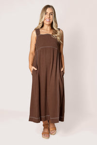 Sage Midi Dress in Chocolate - Foxwood
