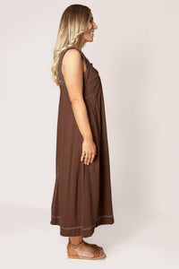 Sage Midi Dress in Chocolate - Foxwood