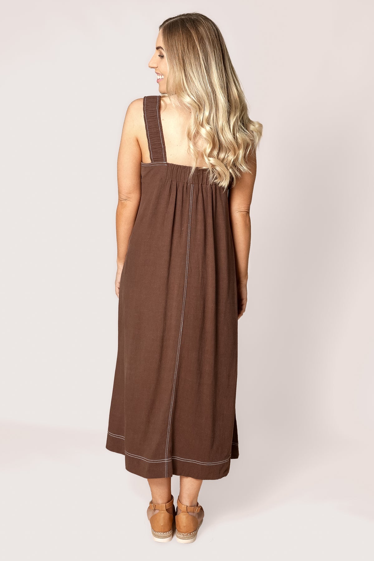 Sage Midi Dress in Chocolate - Foxwood