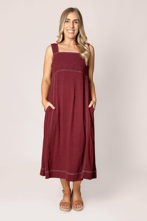 Sage Midi Dress in Berry - Foxwood