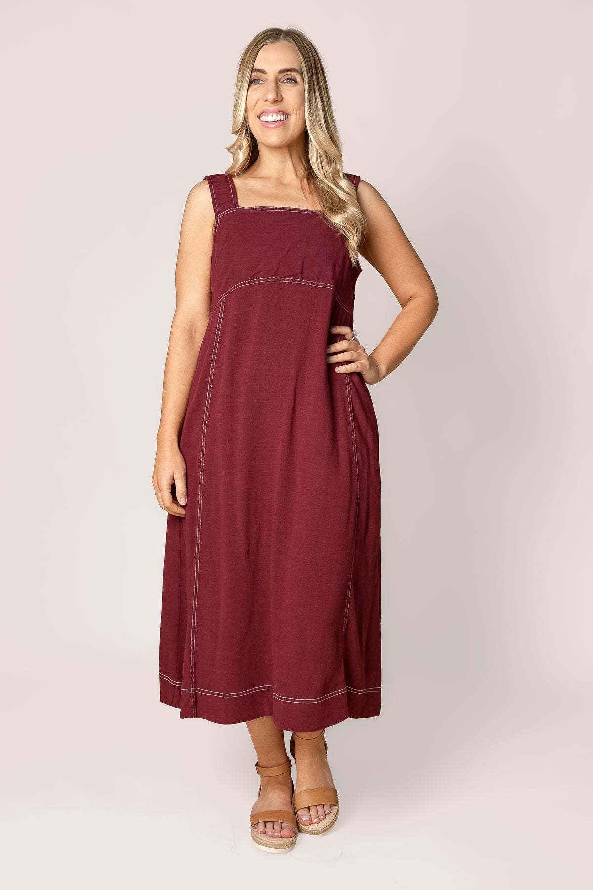 Sage Midi Dress in Berry - Foxwood