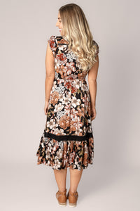 Aeree Midi Dress in Black Multi