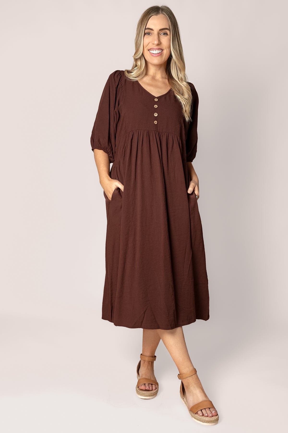 Chiara Midi Dress in Plum