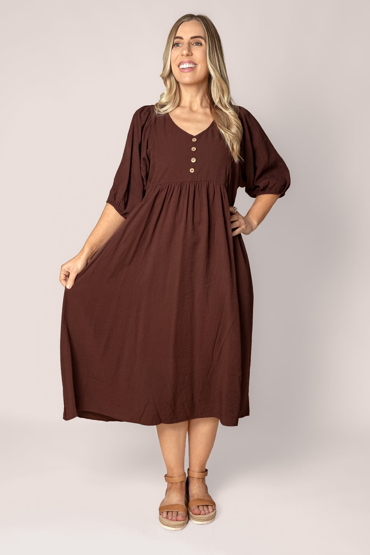 Chiara Midi Dress in Plum