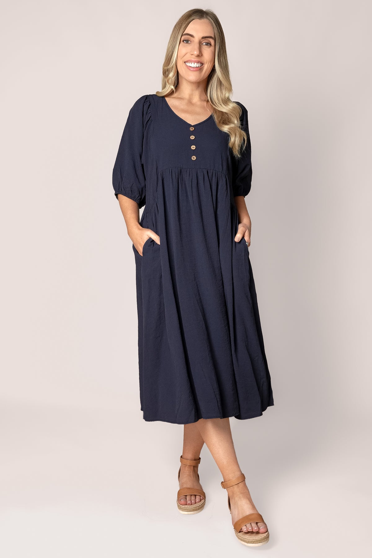 Chiara Midi Dress in Navy