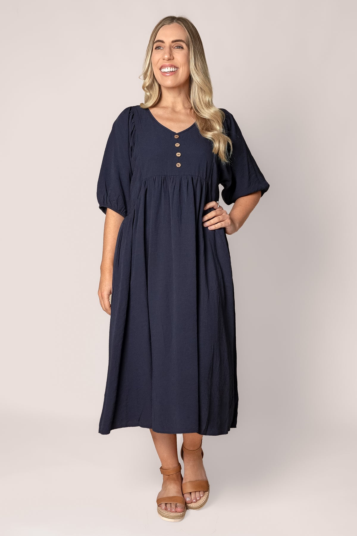 Chiara Midi Dress in Navy