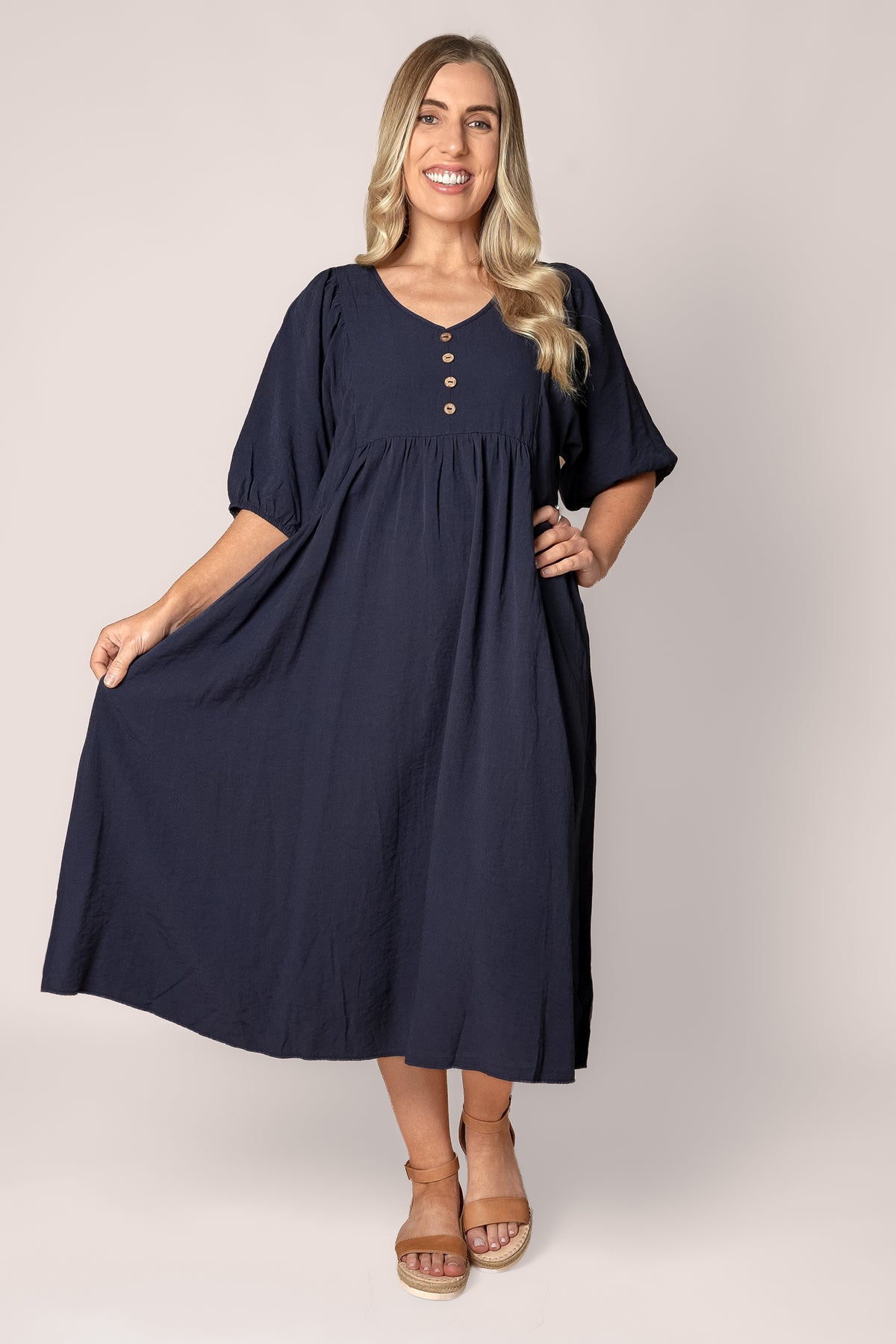 Chiara Midi Dress in Navy