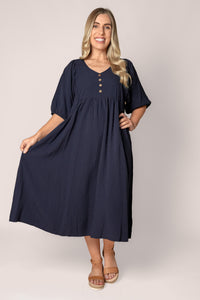 Chiara Midi Dress in Navy