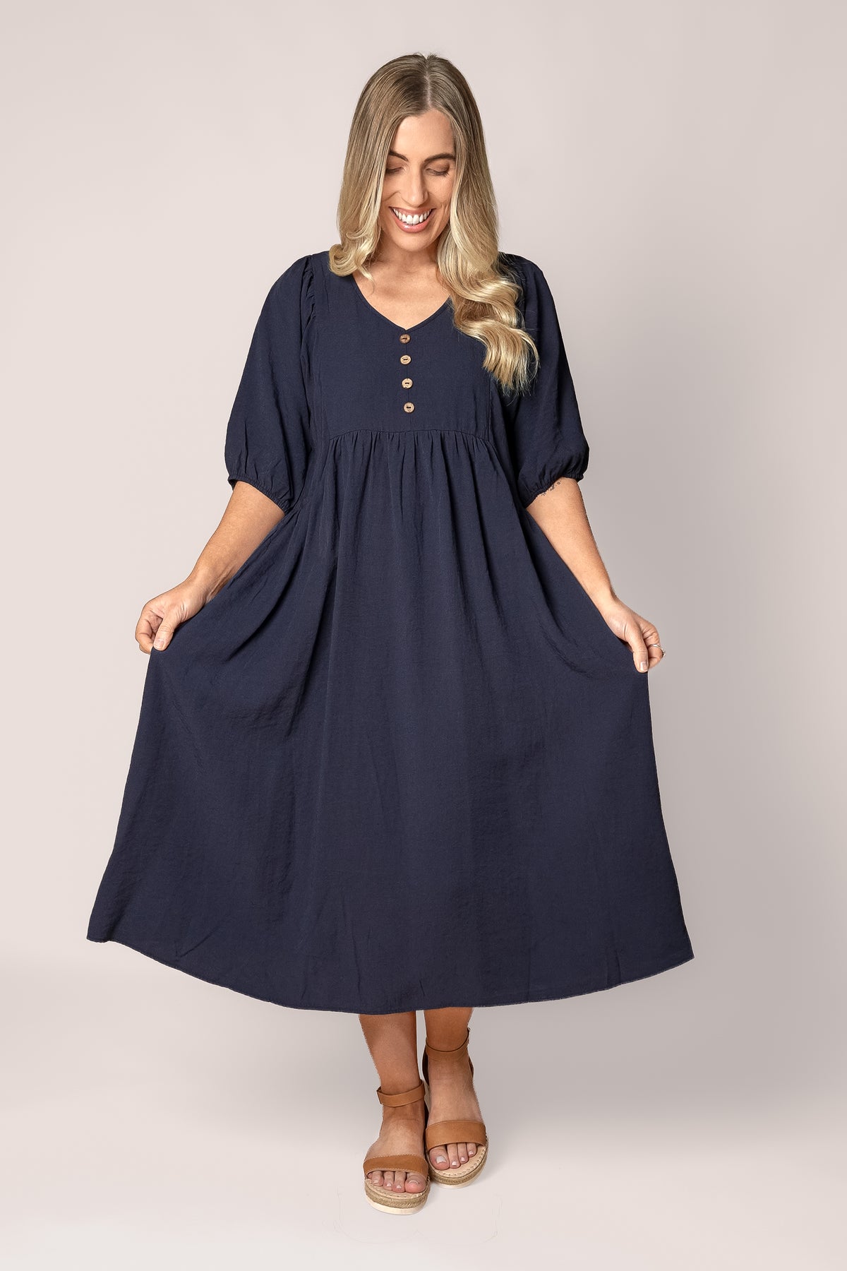Chiara Midi Dress in Navy