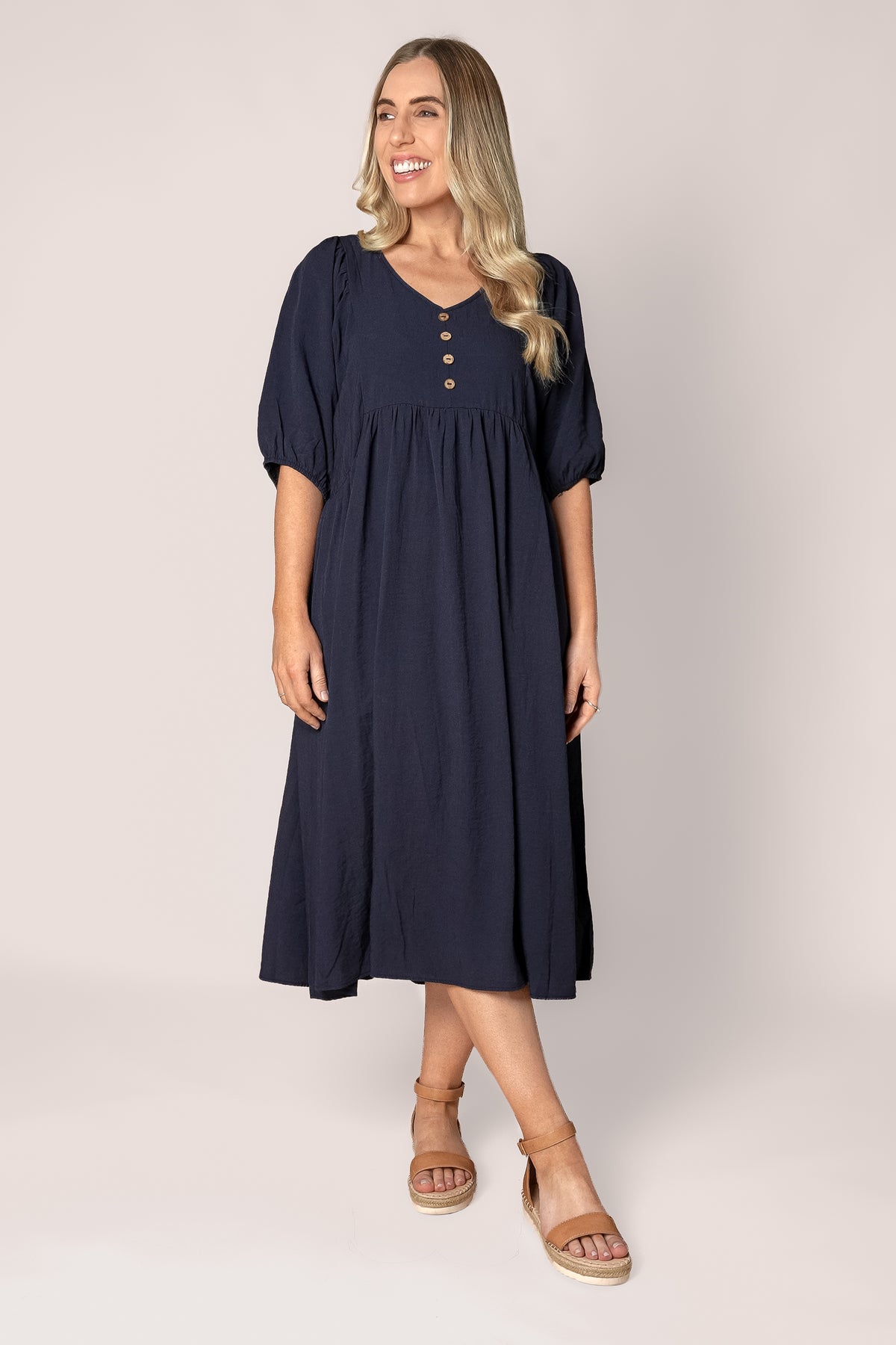 Chiara Midi Dress in Navy