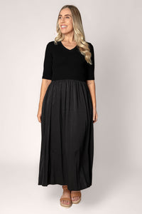 Corey Midi Dress in Black/Black
