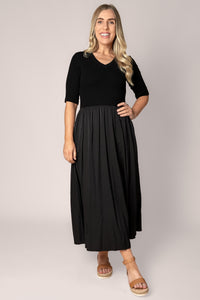 Corey Midi Dress in Black/Black