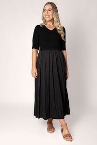 Corey Midi Dress in Black/Black