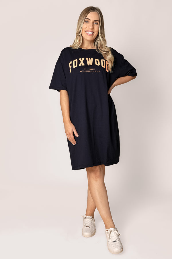 Interval Tee Dress in Navy/Peach - Foxwood