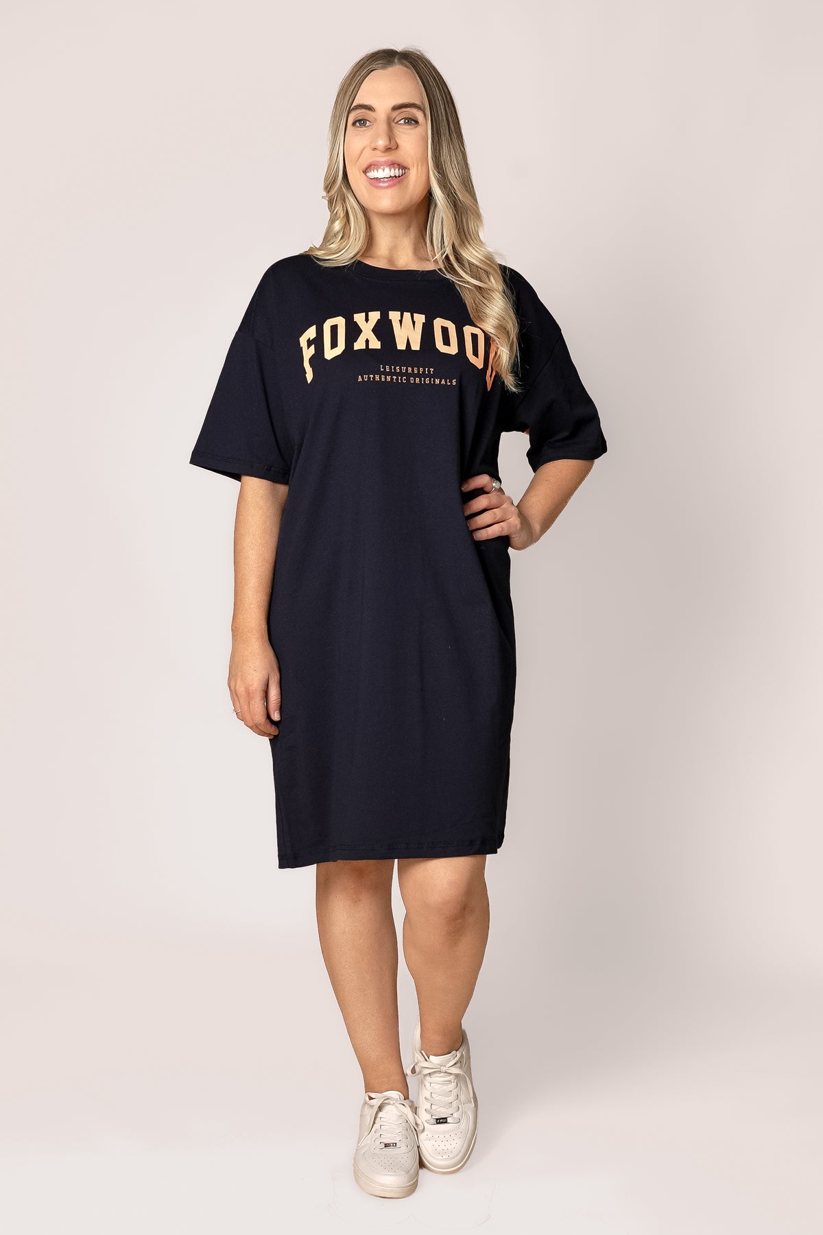 Interval Tee Dress in Navy/Peach - Foxwood