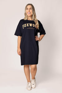 Interval Tee Dress in Navy/Peach - Foxwood