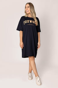 Interval Tee Dress in Navy/Peach - Foxwood