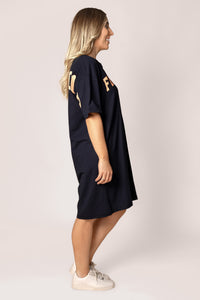 Interval Tee Dress in Navy/Peach - Foxwood