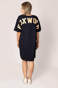 Interval Tee Dress in Navy/Peach - Foxwood