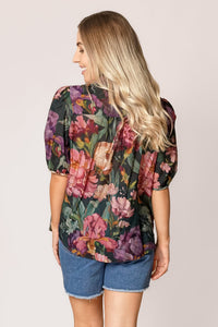 Kayla Floral Top in Emerald