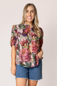 Kayla Floral Top in Pink