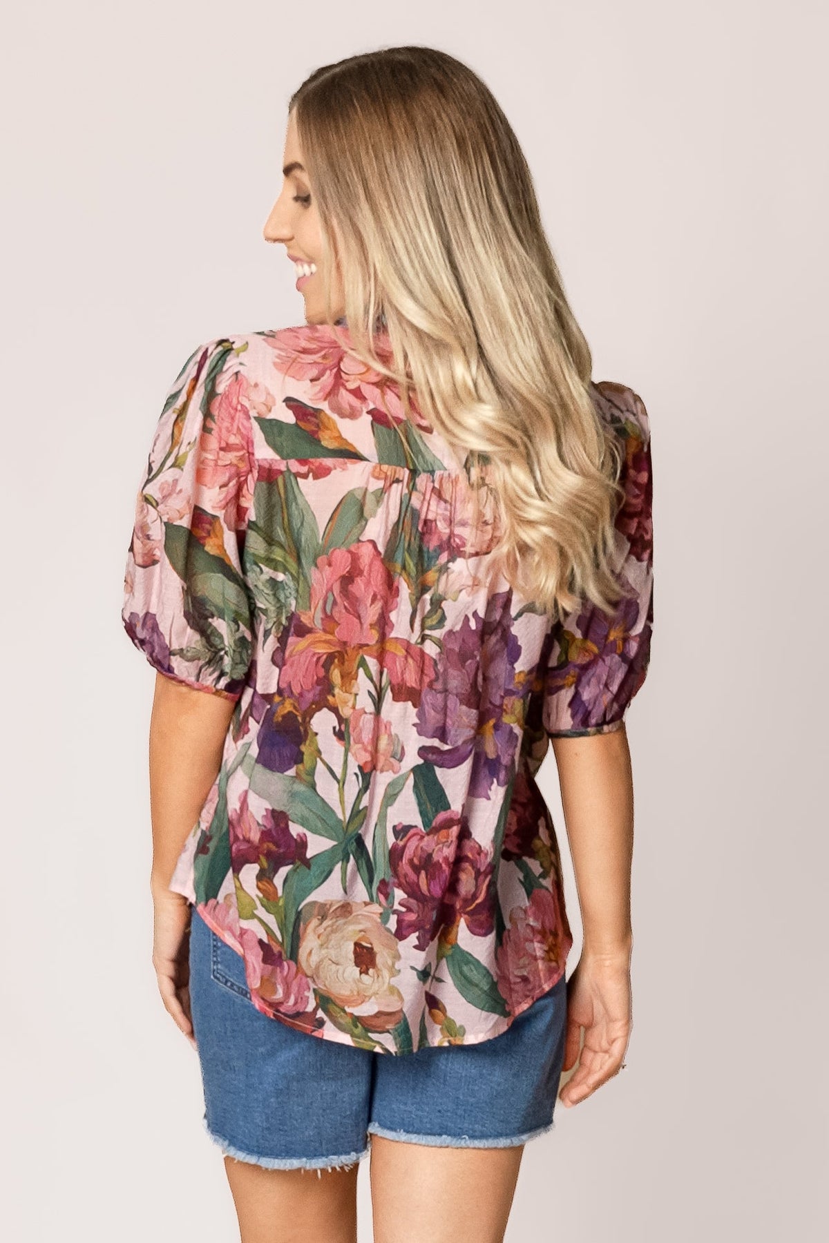 Kayla Floral Top in Pink