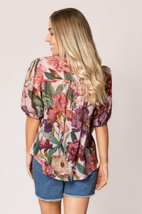 Kayla Floral Top in Pink