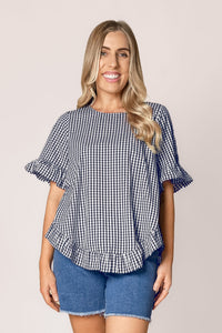 Lulu Gingham Top in Navy