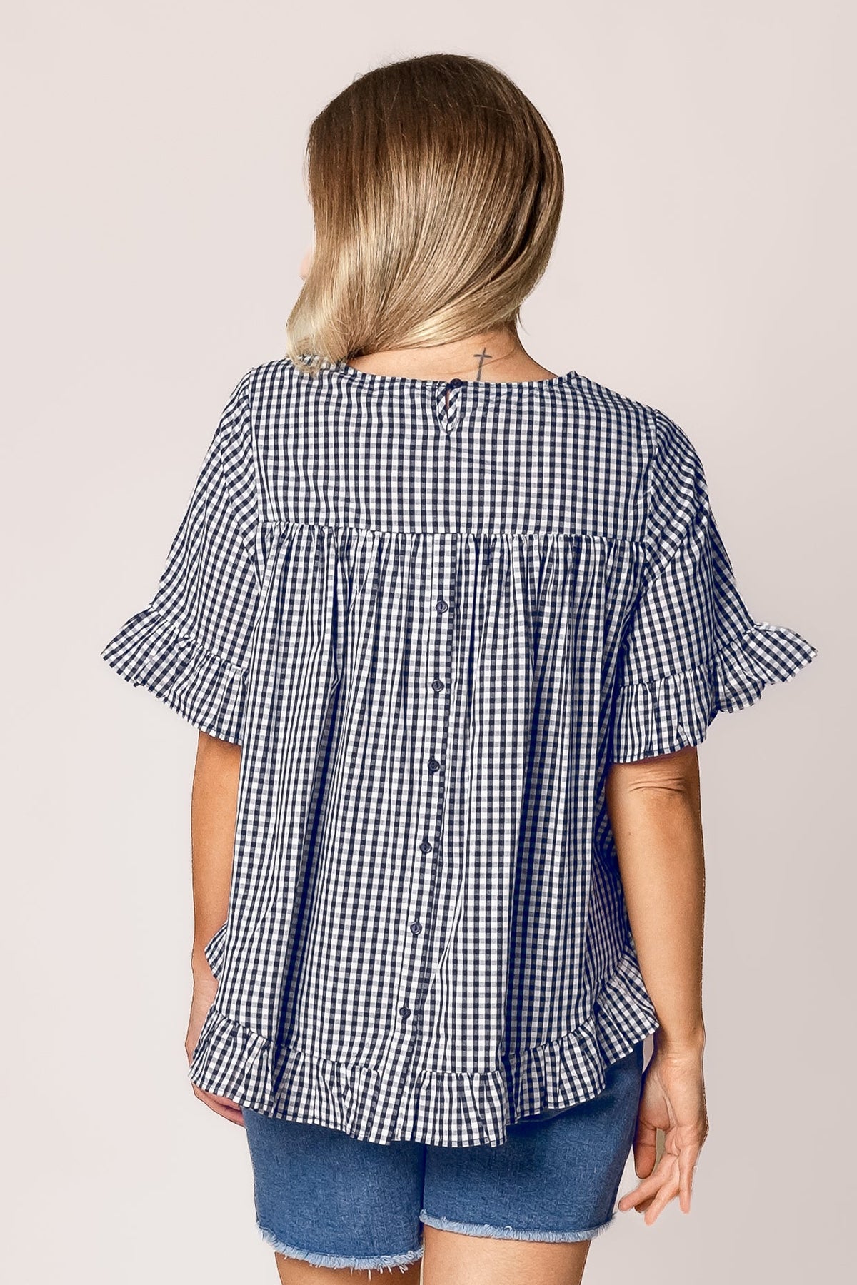 Lulu Gingham Top in Navy
